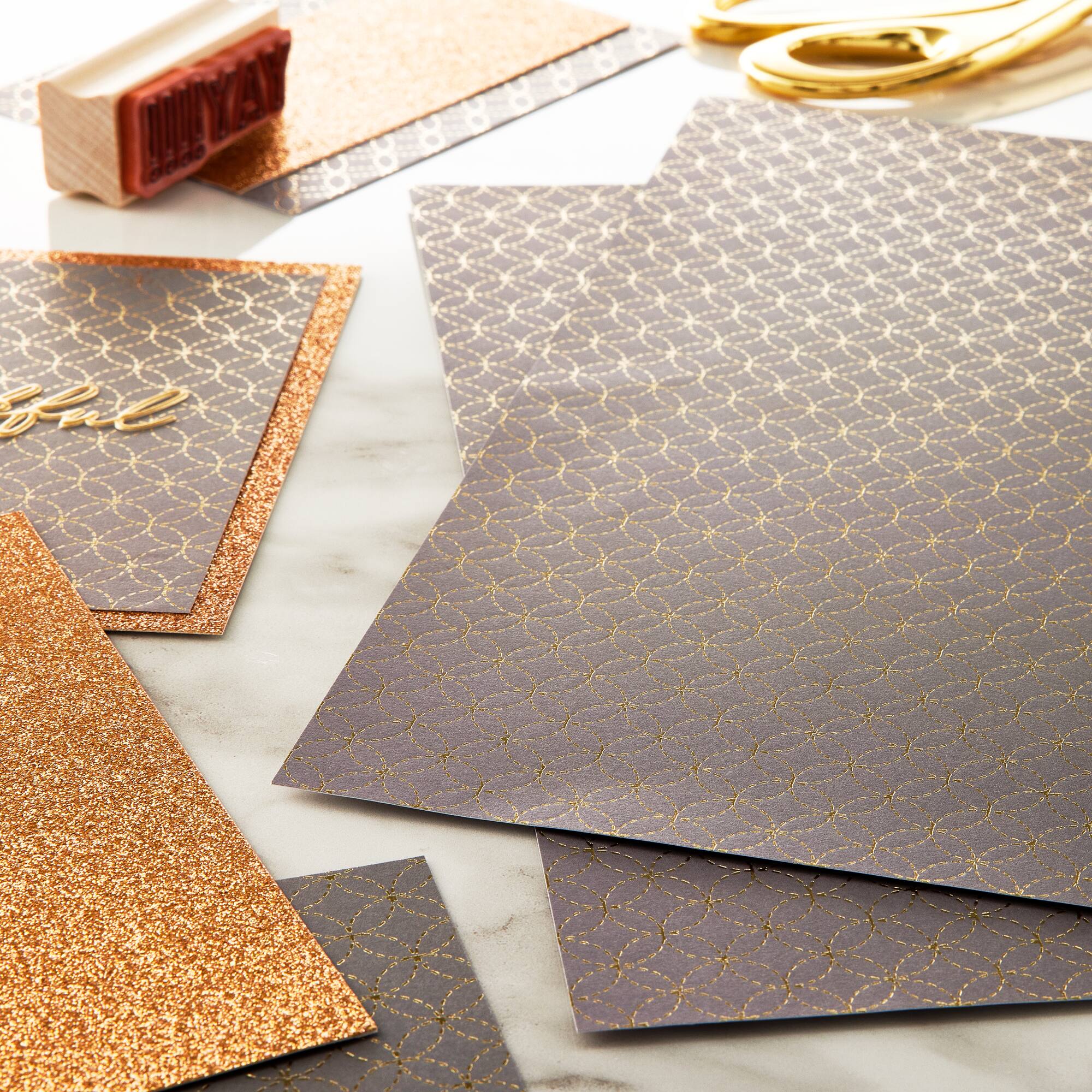 24 Pack: Black with Gold Circles Paper by Recollections™, 12" x 12"